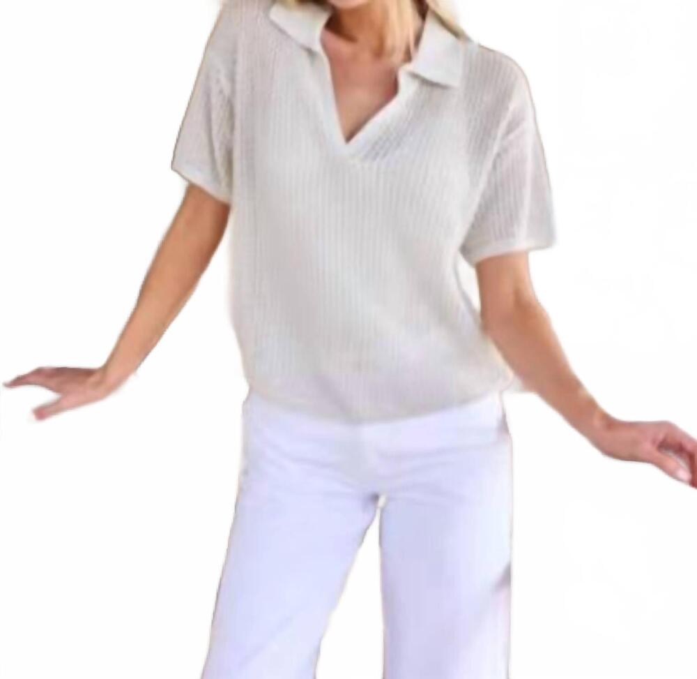 NEW STITCHES & STRIPES rosie short sleeve polo tee in ash